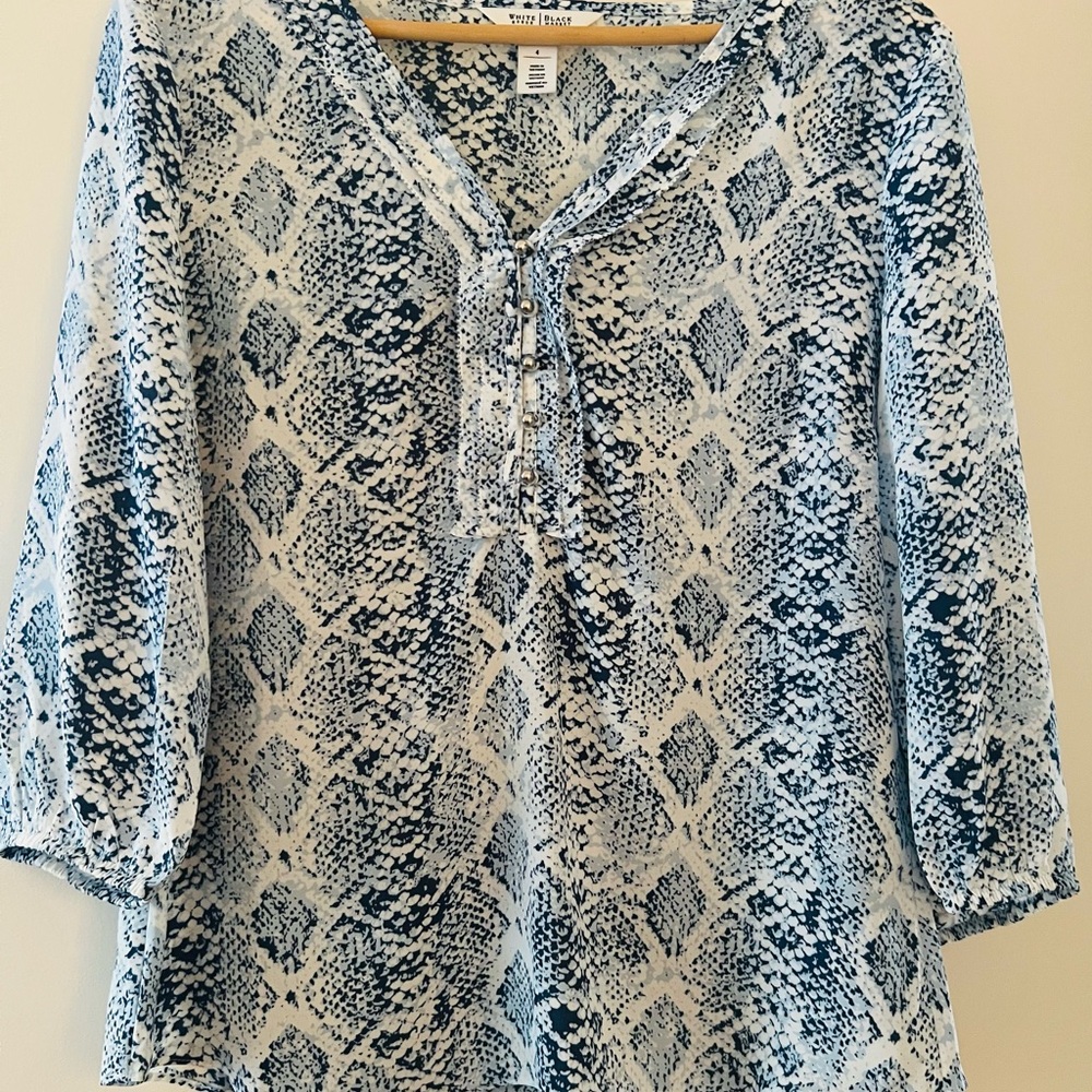 Women's Blue Python Patterned Top - image 1